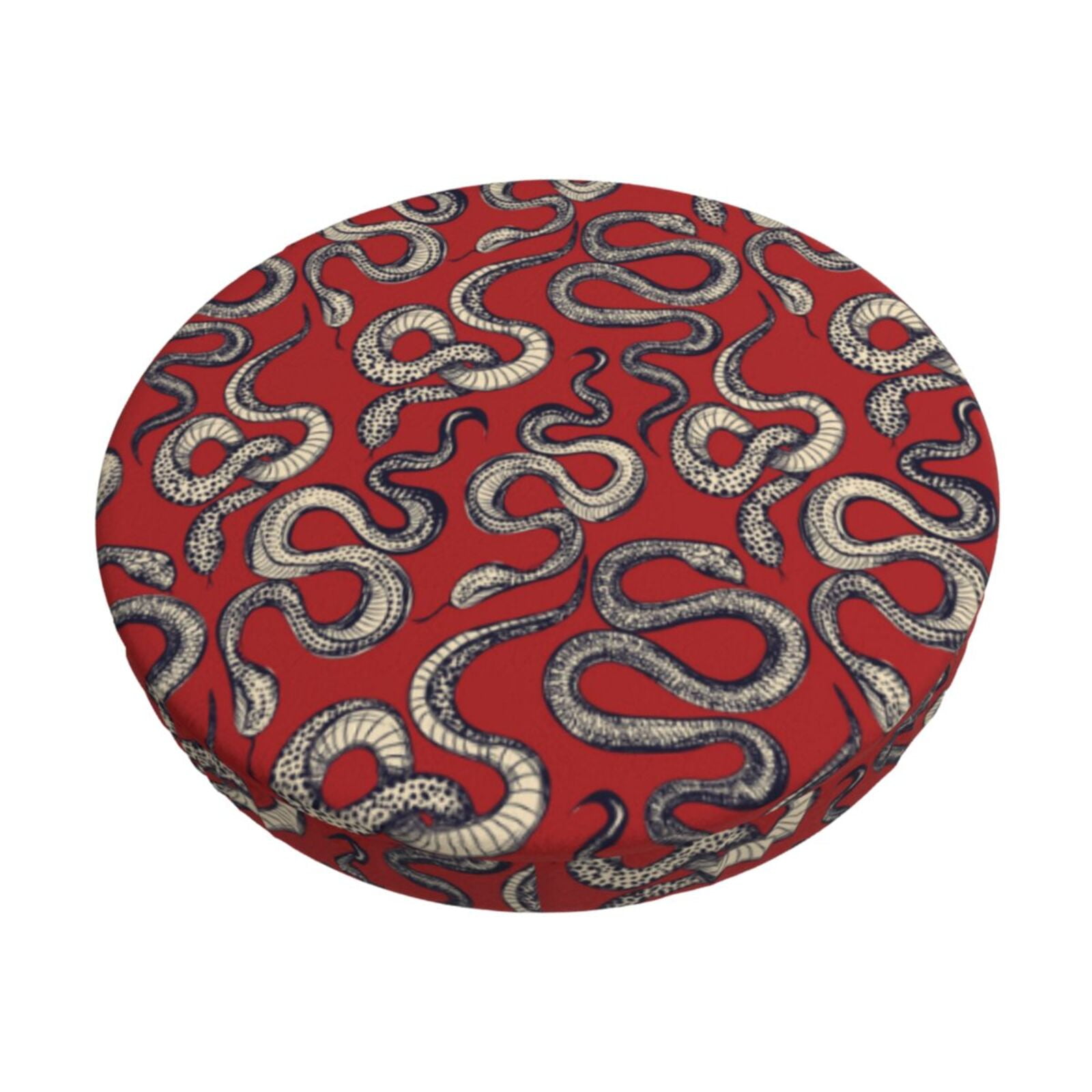 Easygdp Snake Print Easy To Install Bar Stool Covers&Stool Covers Round&Elastic Stool Cover, Barstool Covers,Washable&Bottom With Elastic Edge-13 inch