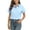 Blue, variant on Xmarks Women's Button Down Work Office Shirt Lapel Short Sleeve Dressy Shirt Plus Size Casual Business Blouse Formal Casual Shirt Blouse School Uniform, S-5XL