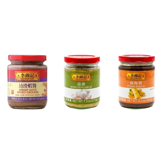 NineChef Brand Spoon Plus 3 Pack Lee Kum Kee Cooking Sauce, 3 Flavors(Finely Shrimp,Minced Garlic Sauce,Plum Sauce)