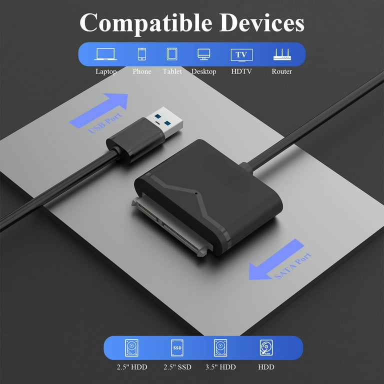 WONDER CHOICE USB 3.0 to SATA III Adapter Cable with UASP SATA to USB  Connector for 3.5 / 2.5 inch Hard Drives Disk HDD and Solid State Drives  SSD USB Adapter 