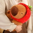 thumbnail image 5 of Muñeco de peluche de capibara esponjoso Kawaii de 112-45cm, capibara con sombrero de fresa, animales de peluche, regalo de cumpleaños, decoración del hogar, 5 of 5