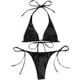 thumbnail image 4 of MSJUHEG Halter String,2 Piece Bikini Sets,Push Up,Bathing Suits for Women,Bathing Suit for Women,High Waisted Bikini Sets for Women,Knot Front Black L, 4 of 6