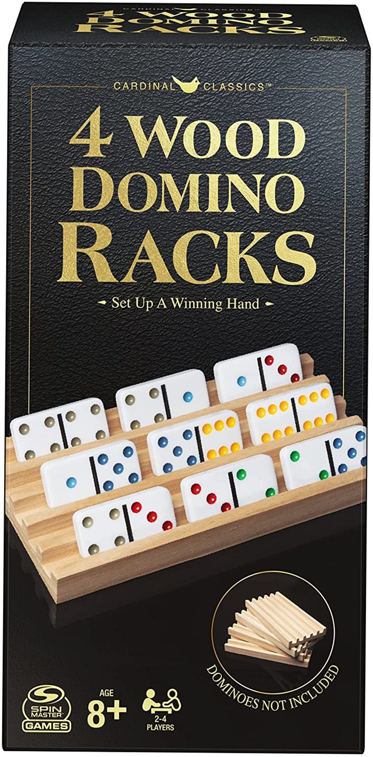 Tile Games Wood Domino Racks, Set Of 4 Trays For Mexican, 4 Wood Domino