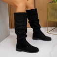 thumbnail image 6 of Knee High Boots for Women Slouchy Round Toe Low Chunky Heel Fashion Comfortable Boot for Fall Winter Black 6, 6 of 7