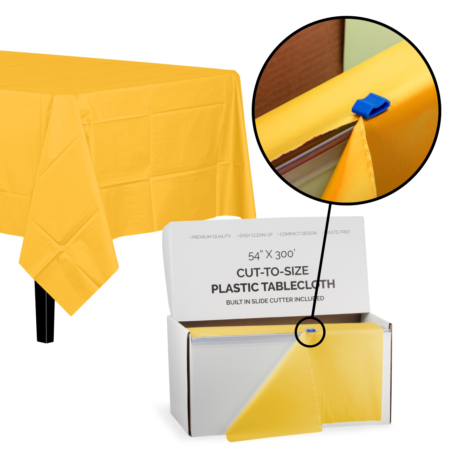 Amscan Gold Plastic Table Cover Roll with Slide Cutter, 54in x 126ft