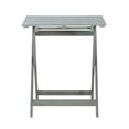 thumbnail image 2 of Linon Rey 3 Piece Acacia Wood Foldable Square Indoor Outdoor Bistro Set in Gray, 2 of 13