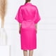 thumbnail image 5 of Bata de novia de satén estilo kimono para mujer: cuello en V, mangas 3/4, largo hasta la rodilla con cinturón, perfecta para los preparativos del día de la boda y para las damas de honor, 5 of 6