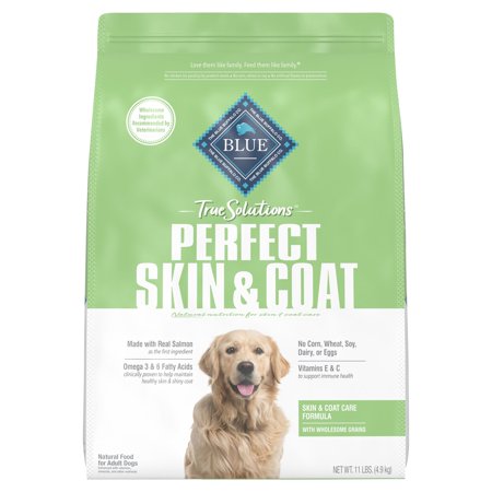 UPC: 0840243135455 | Blue Buffalo True Solutions Perfect Coat Skin & Coat Care Salmon Dry Dog Food for Adult Dogs Whole Grain 11 lb. Bag