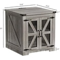 thumbnail image 3 of PAKASEPT Farmhouse End Table, 24" Large Sofa Side Table with Charging Station, Night Stand with Mesh Barn Door, Rustic Wood Square Nightstand with Cable Hole for Living Room, Bedroom, and Office, 3 of 8