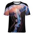 thumbnail image 5 of Jellyfish Ocean Style Womens Tops Women's Fashion Casual Short Sleeve Flower Print Round Neck Pullover Top Blouse, 5 of 6