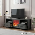 thumbnail image 2 of Poamcn 70.08'' Length TV Stand for Living Room and Bedroom, with 2 Drawers and 4 High-Capacity Storage Compartment, Grey Walnut ;Suitable for fireplace,Black&nbsp;, 2 of 5