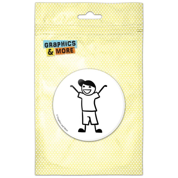Young Son Stick Figure Family Little Boy Pinback Button Pin Badge