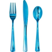 Way to Celebrate Disposable Plastic Cutlery Set Electric Blue All Occasion 24 Ct.