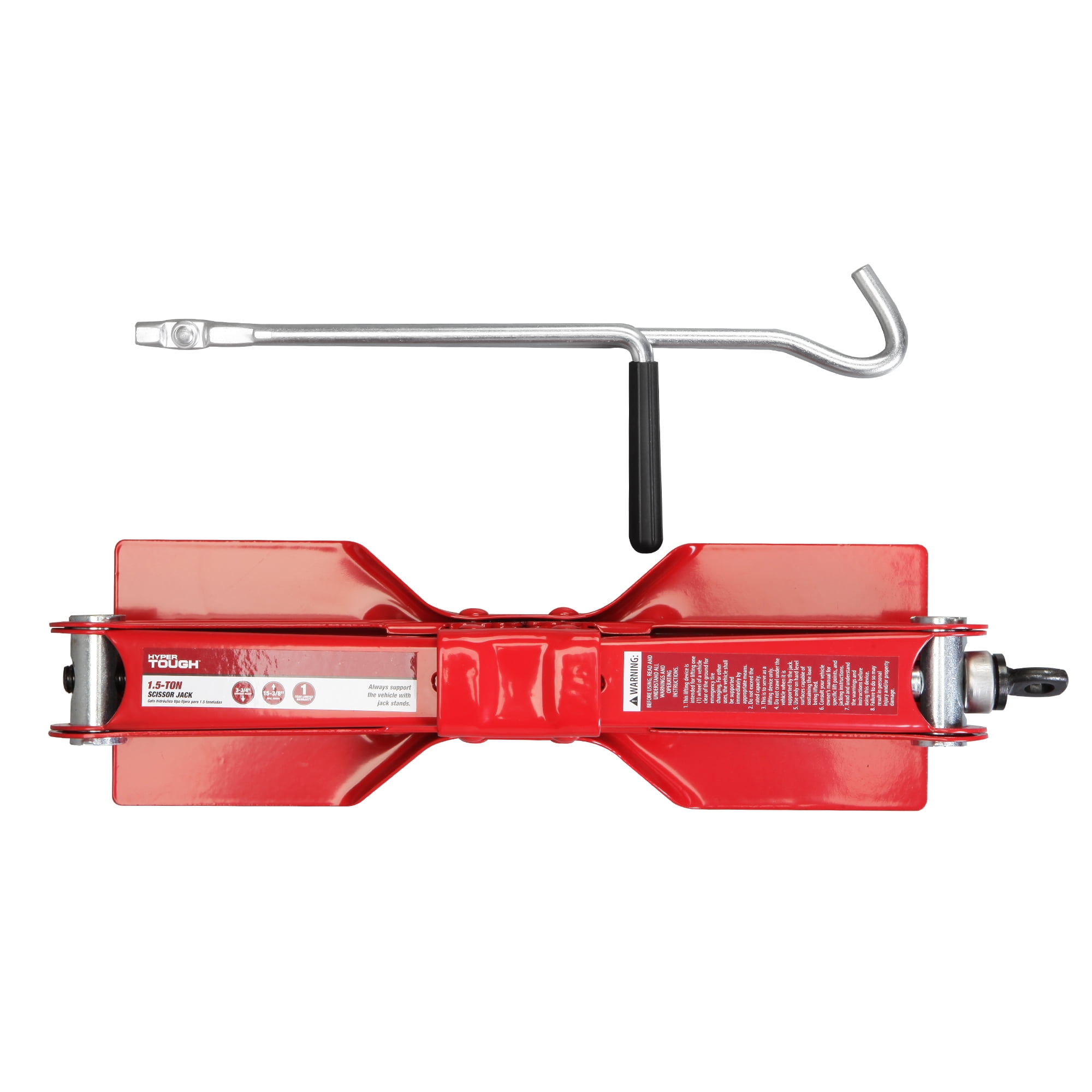 Hyper Tough 1-1/2 Ton Scissor Jack with Large Base Red - T10152W