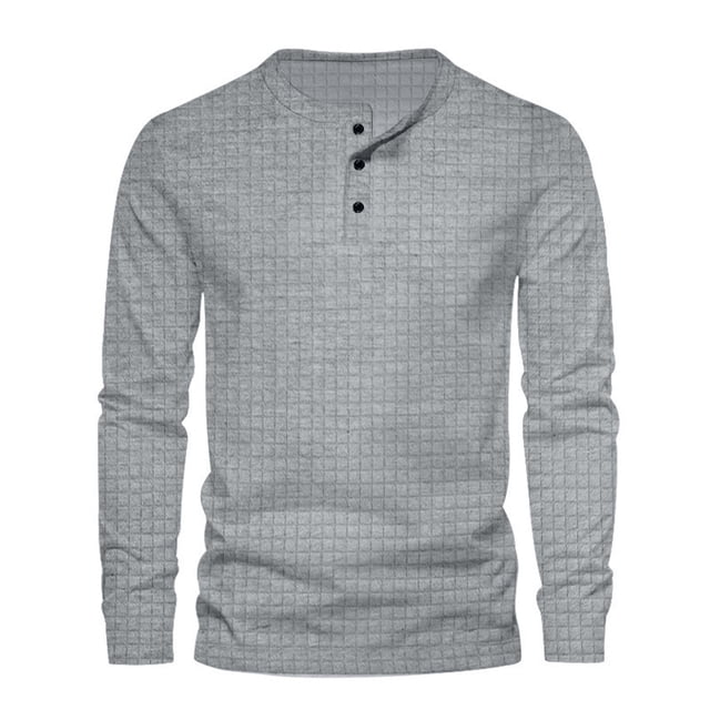 zbxnLI Chandails en Molleton à Col Rond pour Hommes, T-Shirts à Boutons, Couleur Unie, Décontracté, Léger, Chandail