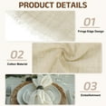 thumbnail image 3 of Uxcell 12 Paquete de Servilletas de Tela Hechas a Mano, 16.5x16.5 Pulgadas Servilletas de Algodón con Flecos para Decoración de Mesa de Cena de Fiesta de Boda, Beige, 3 of 6