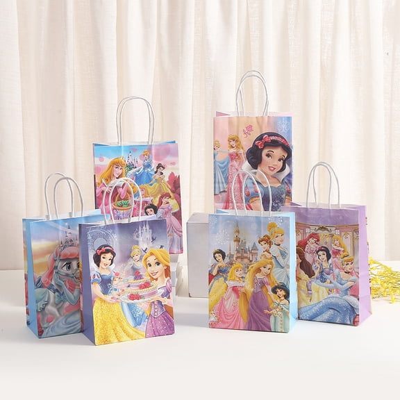 24 pack princess themed gift bags with handles, paper party gift bags. Suitable for birthdays, events, classes, and celebrations.