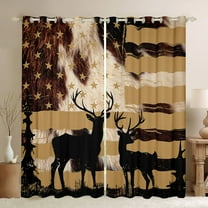 Manfei Jungle Animal Deer Black Out Curtains,Vintage Anerican Flag Curtains Pack of 2 (42x63 Each),Brown Black Bedroom Curtains For Boys Kids,Breathable Home Decor