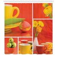 thumbnail image 3 of Ambesonne Coffee Shower Curtain, Coffee Cups Tulips Apples, 69"Wx84"L, Red Yellow Green, 3 of 3