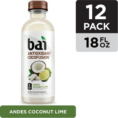 Bai Gluten-Free, Andes Coconut Lime, Antioxidant Infused Drink, 18 Fl Oz, 12 Pack Bottles