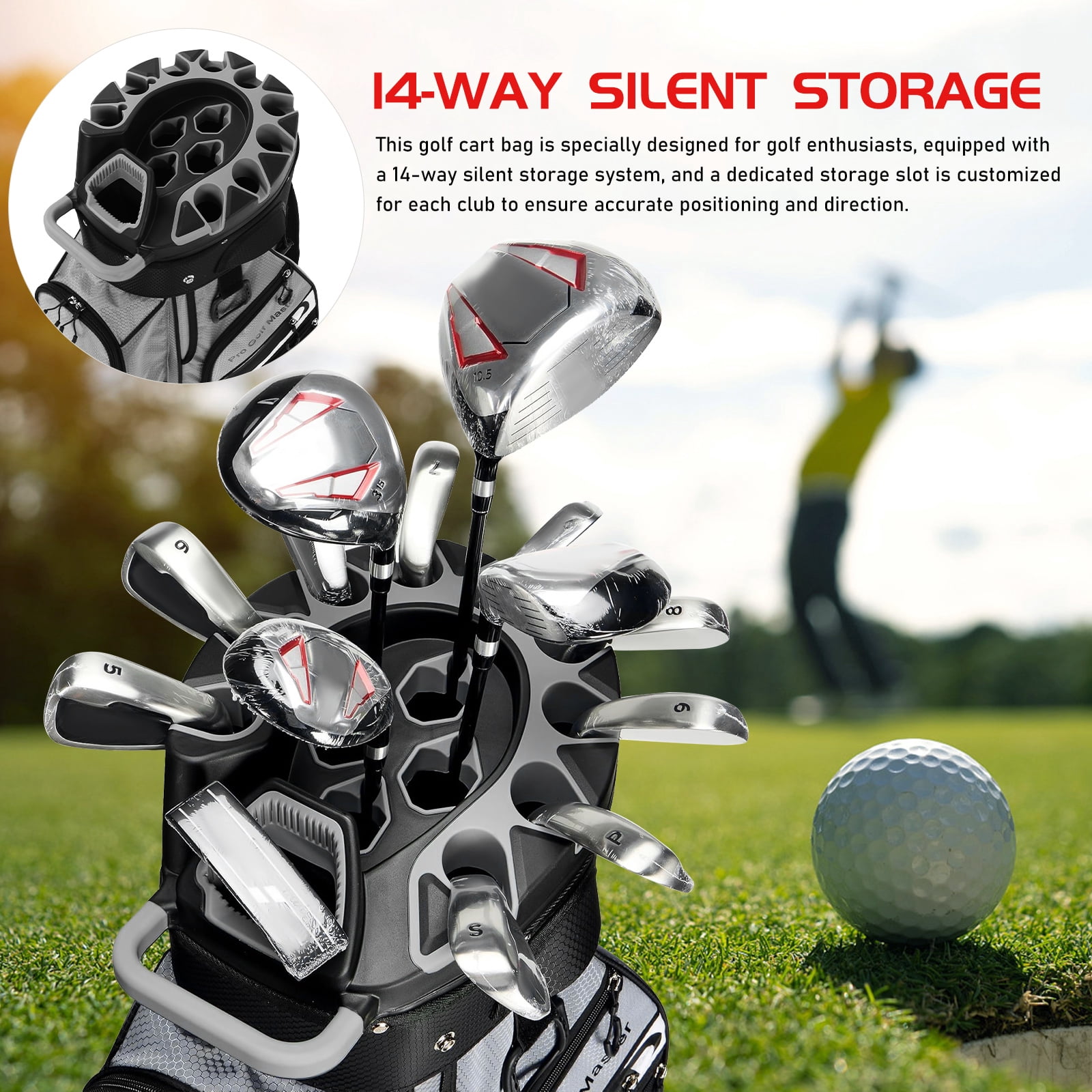 PartyKindom Durable Black Waterproof Golf Cart Bag with Lightweight Design for Every Golfer