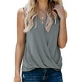 thumbnail image 3 of Womens Draped Wrap Tank Tops V Neck Sleeveless Sexy Cami Tunic Tops Summer Tanks Top and Blouse for Women, 3 of 5