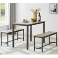 thumbnail image 3 of Bar Table with 2 Dining Benches, Kitchen Table Counter with Chairs, Industrial for Kitchen Breakfast Table, Living Room, Party Room,Grey,43.3″L x 23.6″W x 29.9″H, 3 of 6