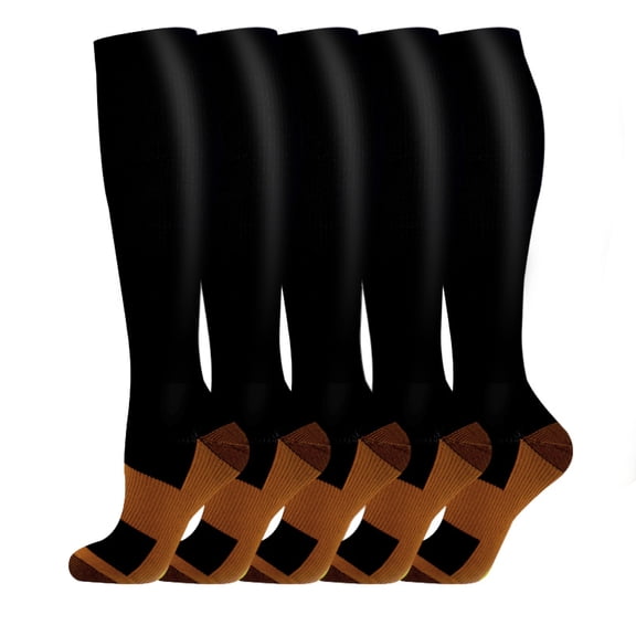 NICELF Compression Socks for Women & Men, 20-30 mmHg Knee High Stockings, 5 Pairs Non-Slip Support Circulation Socks for Nurse, Travel, Athletic, Cycling