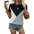 thumbnail image 2 of ZXSXSY Women's Contrast Color Crew Neck Short Sleeve T-Shirt, 2 of 6