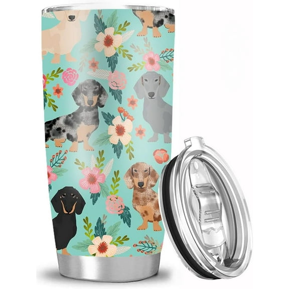 Dachshund Dog Gift for Men Women, Dog Lovers Birthday Gifts, 20oz Stainless Steel Tumbler Cup with Lid, Insulated Travel Coffee Mug
