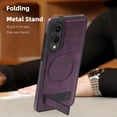 thumbnail image 3 of Magnetic for Samsung Galaxy S25 Edge PU Leather Case, Compatible with Magsafe, Built-in Invisible Stand, Premium Ultra Slim Adjustable Kickstand Protective Phone Case for Galaxy S25 Edge, Darkpurple, 3 of 8
