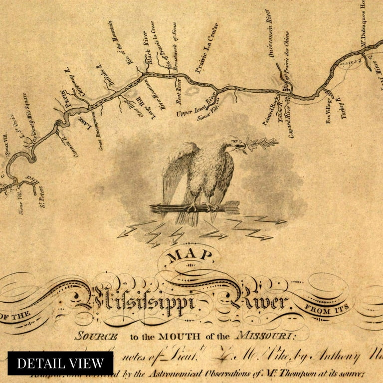 HISTORIX 1811 Mississippi River Map Vintage Poster Wall Art Print