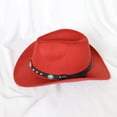 thumbnail image 3 of Sombrero de copa de vaquero occidental de estilo étnico, sombrero de fieltro para otoño e invierno para hombres y mujeres, sombrero de jazz enrollable con remaches, 3 of 5