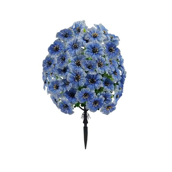 Blue Artificial Flower Ball Garden Stake, Faux Bloom Topiary for Yard Planter Porch and Patio Decor
