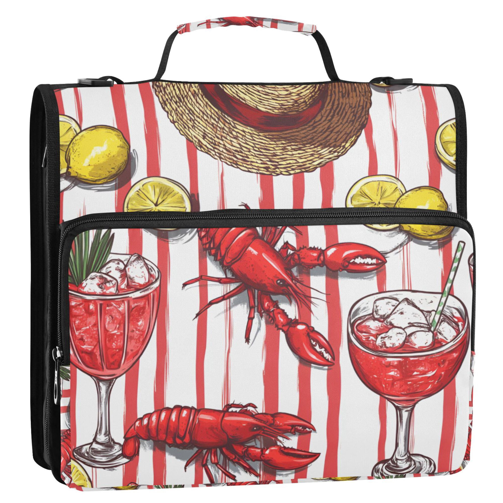 FORMRS Zipper Binder with Shoulder Strap 2-inch Ring 500 Sheet Capacity File Bag, Red Lobster