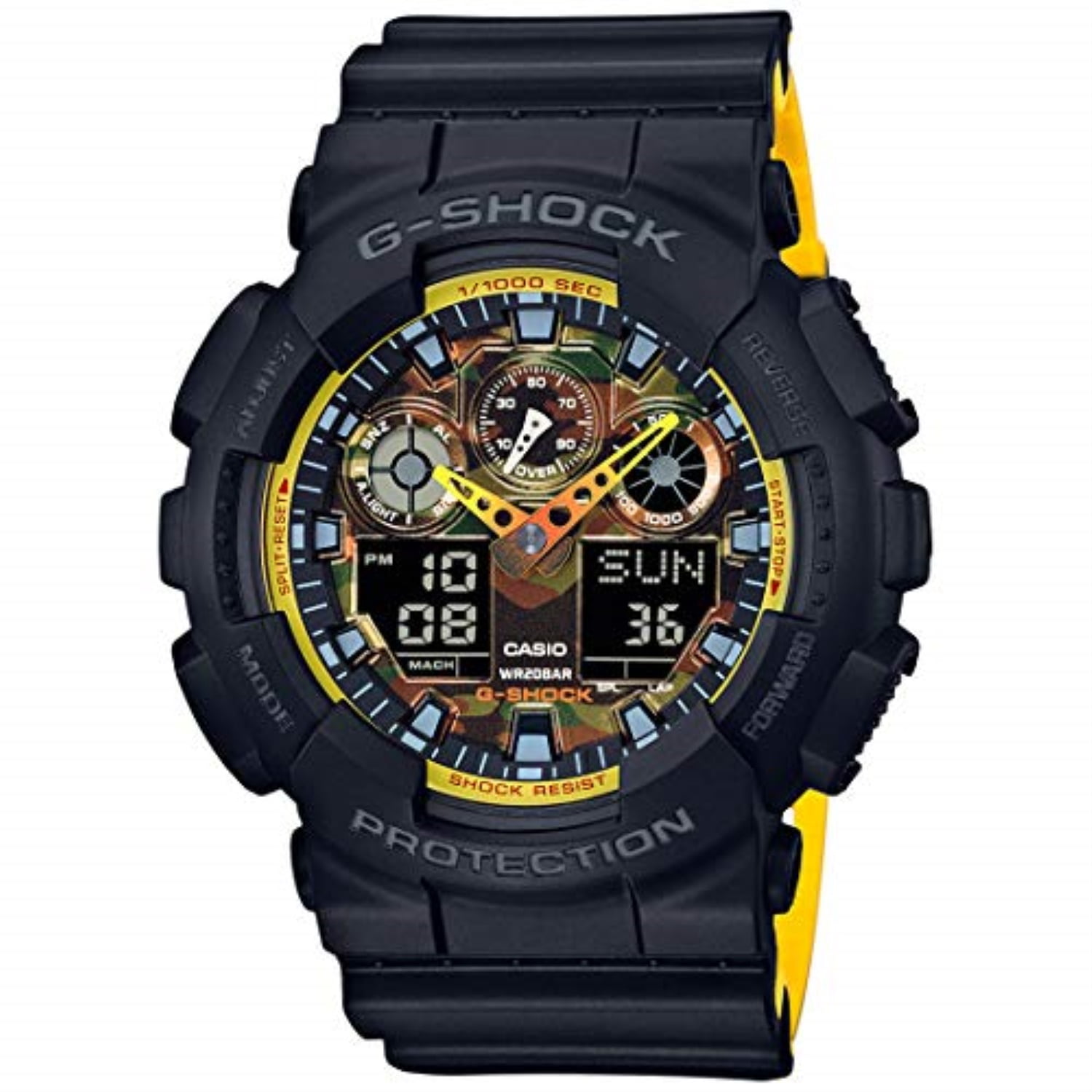 Casio - G-Shock Men's Analog-Digital Black & Yellow Resin Strap Watch GA100BY-1A - Walmart.com