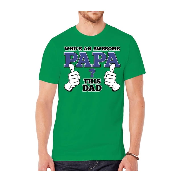 Mens "Who's An Awesome Papa" Short-Sleeve T-Shirts - Kelly - Small