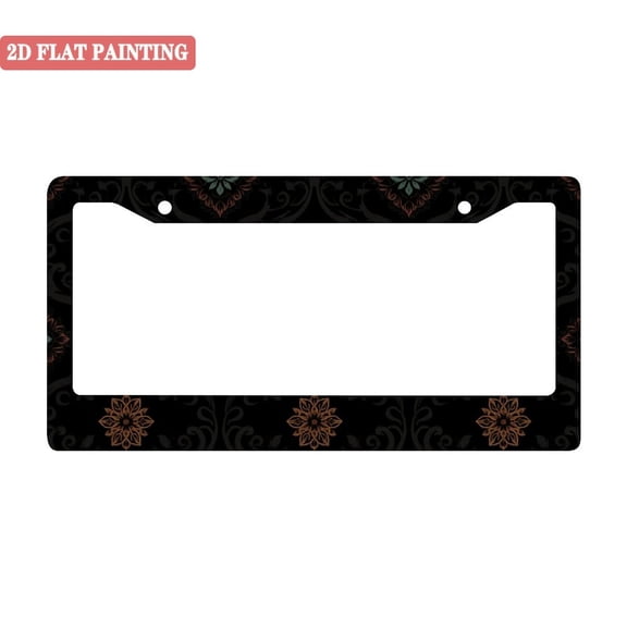 1PC Elegant Black Vintage Floral Car License Plate Holders with Screws & Caps 6.3x12.2inch(16x31cm)