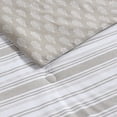 thumbnail image 3 of C&C California Printed Stripe Reversible Comforter Set, 100% Cotton, Breathable, All-Season Comfort , 3 piece, Full/Queen, Oat, 3 of 5