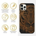 thumbnail image 4 of Case Yard Wooden Case for iPhone-11-Pro-Max Soft TPU Silicone cover Slim Fit Shockproof Wood Protective Phone Cover for Girls Boys Men and Women Supports Wireless Charging Doodle Tiger Face Design, 4 of 7