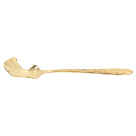 

Gold Metal Spoon Palm Leaf Wear Resistant Palm Leaf Style Spoon For Ice Cream