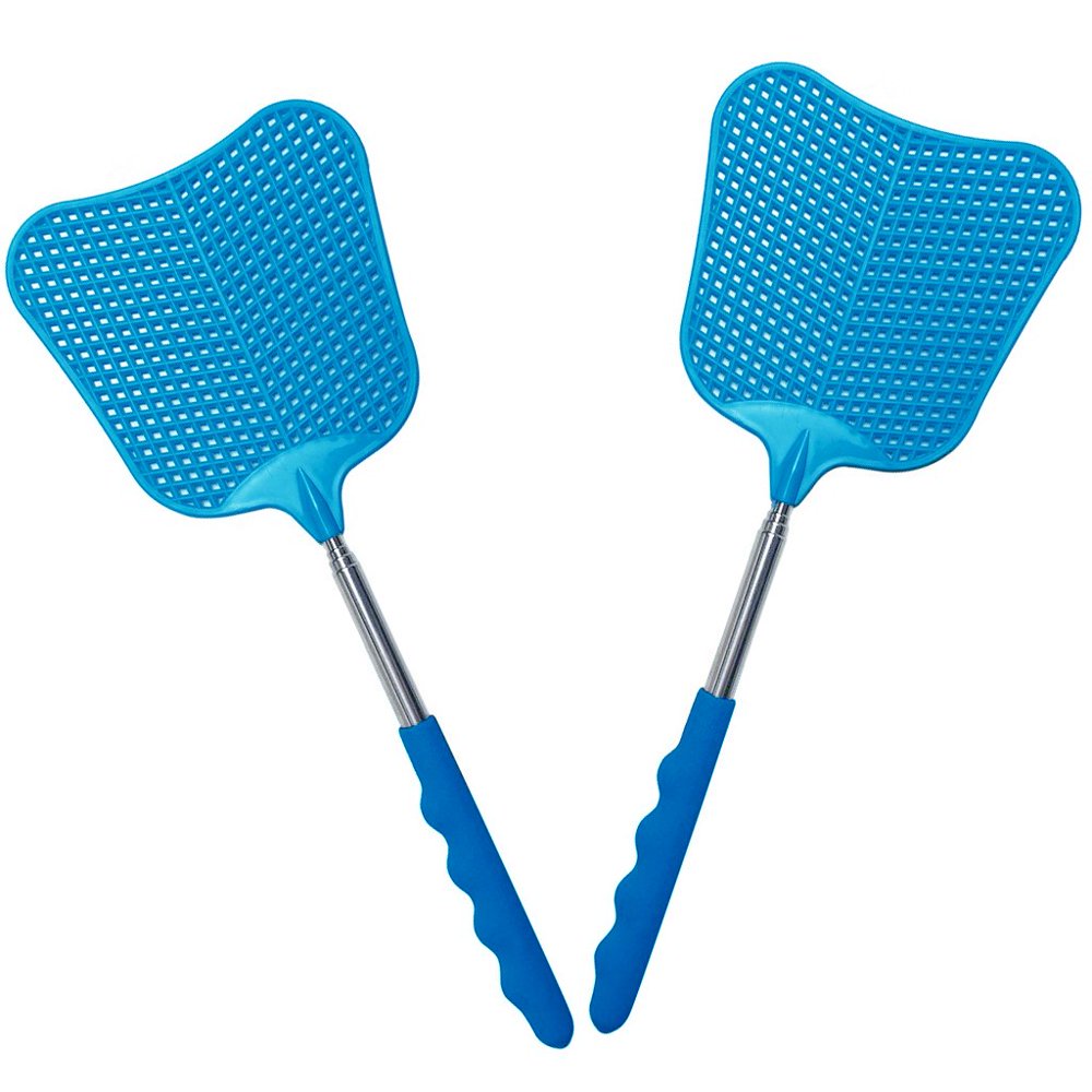 Follure 2pcs Telescopic Fly Swatters Durable Plastic Heavy Duty
