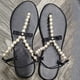 thumbnail image 5 of Zapatos casuales de moda de verano para la playa para mujer, pantuflas de tacón plano con lazo de cuentas de perlas, sandalias de Color sólido, chanclas Wmkox8yii  shjk7874, 5 of 8