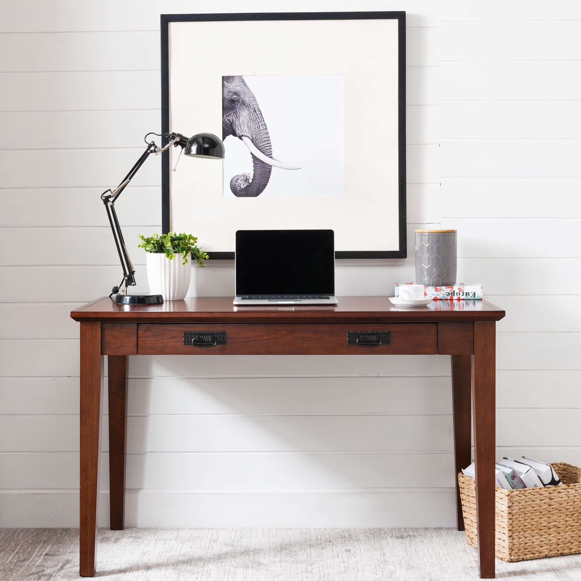 Mission Computer Desk in Mission Oak