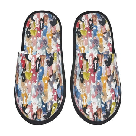 Balery Colourful Horses Slient Indoor Furry Fleece Comfort House Shoes Soft Non-Slip Home Shoes Cotton slippers House Slippers-- Medium
