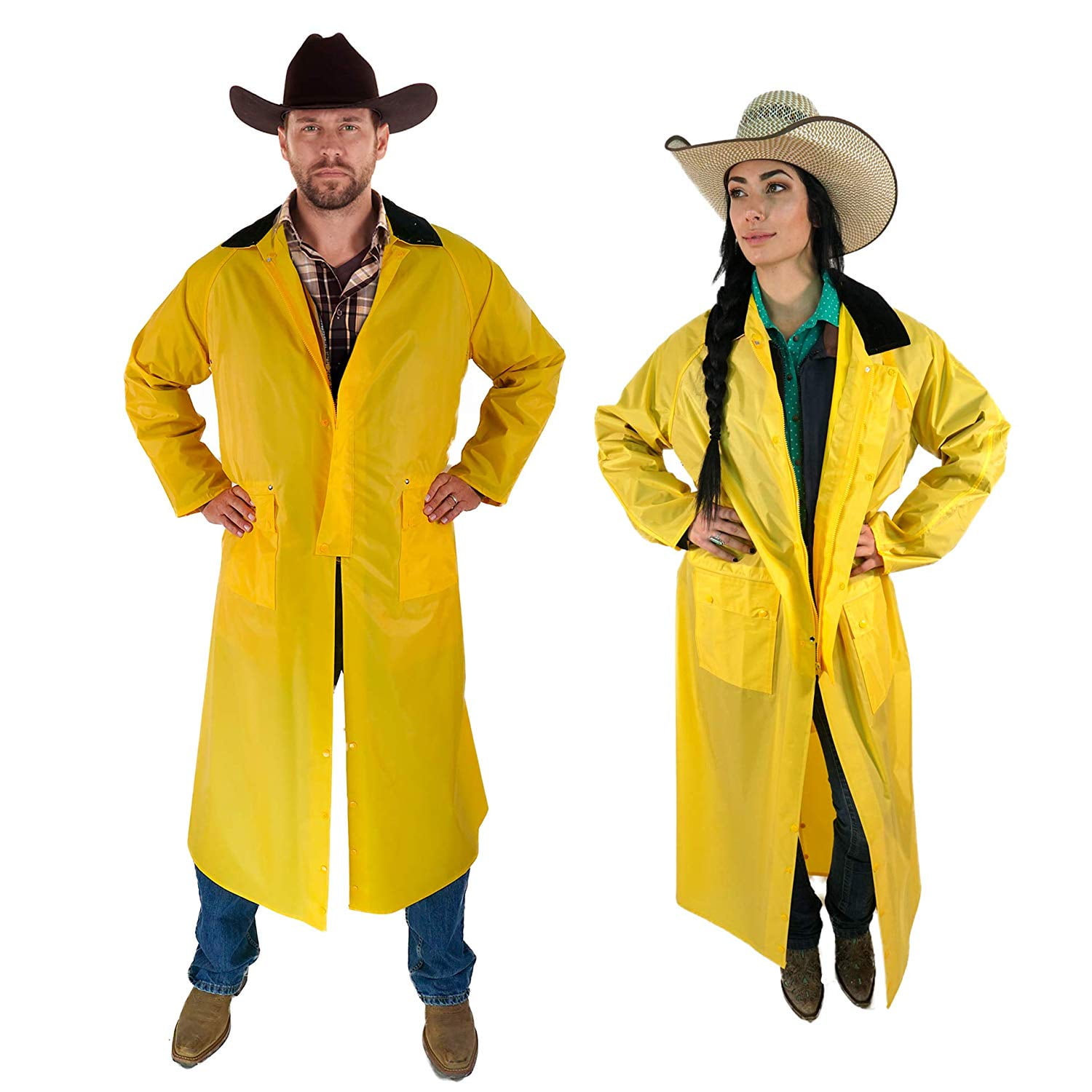 American Cowboy Saddle Slicker Rain Coat Duster 100% Waterproof Full Length Unisex