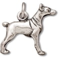 thumbnail image 1 of Sterling Silver 20" 1mm Box Chain 3D Standing Doberman Pincher Dog Breed Pendant Necklace, 1 of 2