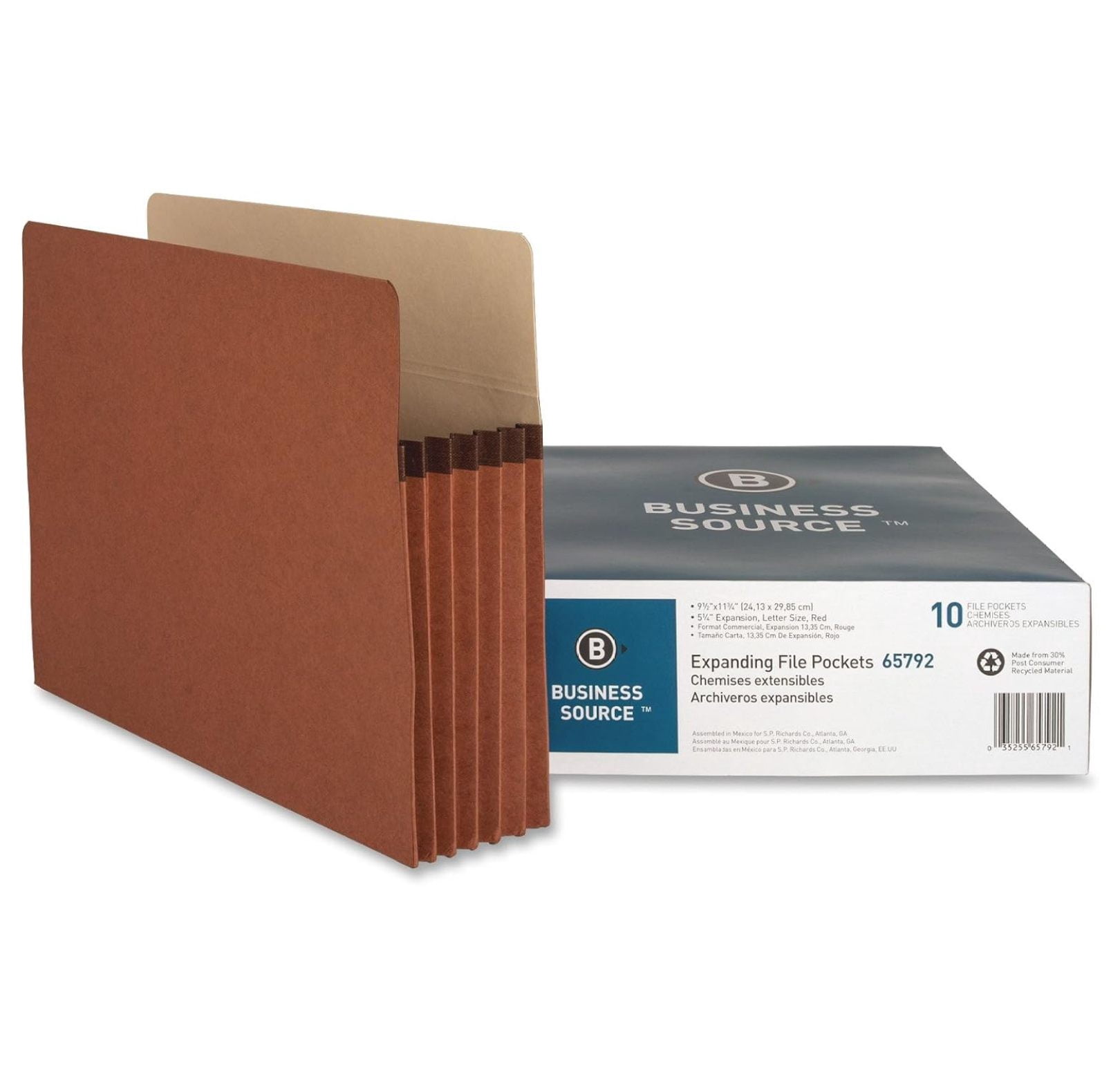 , BSN65792, Redrope Letter Expanding File Pockets, 10 / Box, Redrope