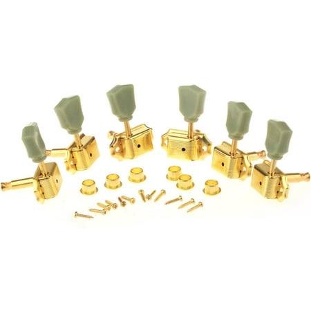 3R3L Vintage Style Guitar Tuners Tuning Pegs Set for Les Paul LP Epiphone Guitar Replacement,Gold with Keystone Button Gold