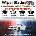 thumbnail image 2 of 2019 BMW 430i Gran Coupe Beam Wiper Blades Wipers w/2yr Warranty (Set of 2) (WiperBladesUSA), 2 of 5